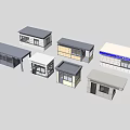 Various Modern Security Booth Designs With Different Roof Structures And Windows 3d model