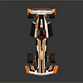Orange And White Streamlined Formula Race Car With Aerodynamic Body Design