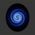 Blue Spiral Vortex Structure With Red Central Sphere And Circular Blue Rings