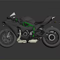 Sleek Black and Green Sport Motorcycle with Metallic Finish and Stylish Frame Design