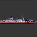 Colorful Warship Model With Intricate Design Details
