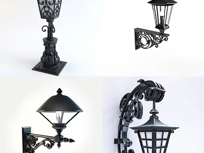 Vintage Metal Wall Lamps With Ornate Carved Designs And Intricate Patterns 3d model