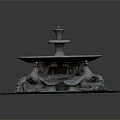 Decorative Garden Ornament Stone Fountain Featuring Mythical Creature Carvings On Circular Base
