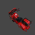 Red Police Motorcycle With Emergency Lights Storage Compartments And POLICE Markings