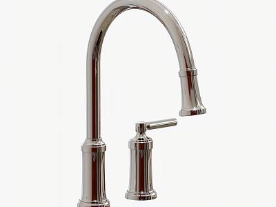 Stainless Steel Modern Kitchen Faucet With Curved Spout And Single Lever Handle Design 3d model