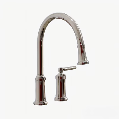 Stainless Steel Modern Kitchen Faucet With Curved Spout And Single Lever Handle Design 3d model