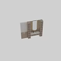 Elegant Modern Bathroom Vanity Cabinet With Oval Mirror Wooden Shelves And White Sink