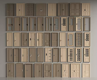 Wooden door double door single door bedroom door 3d model