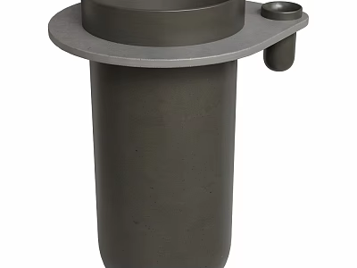 Modern Dark Gray Ceramic Washbasin With Sleek Pedestal Design And Single Faucet Hole 3d model