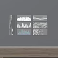 Modern Gray Decorative Wall Panels With City Skyline Wavy Lines And Dot Patterns