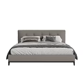 Modern Double Bed With Gray Headboard Soft Pillows And Cozy Bedspread 3d model