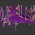 Intricate Scene Structure With Wooden Frames Stone Elements And Decorative Accents