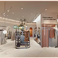 Modern Clothing Store Interior With Glass Facade Mannequins Hanging Clothes And Decorative Plants