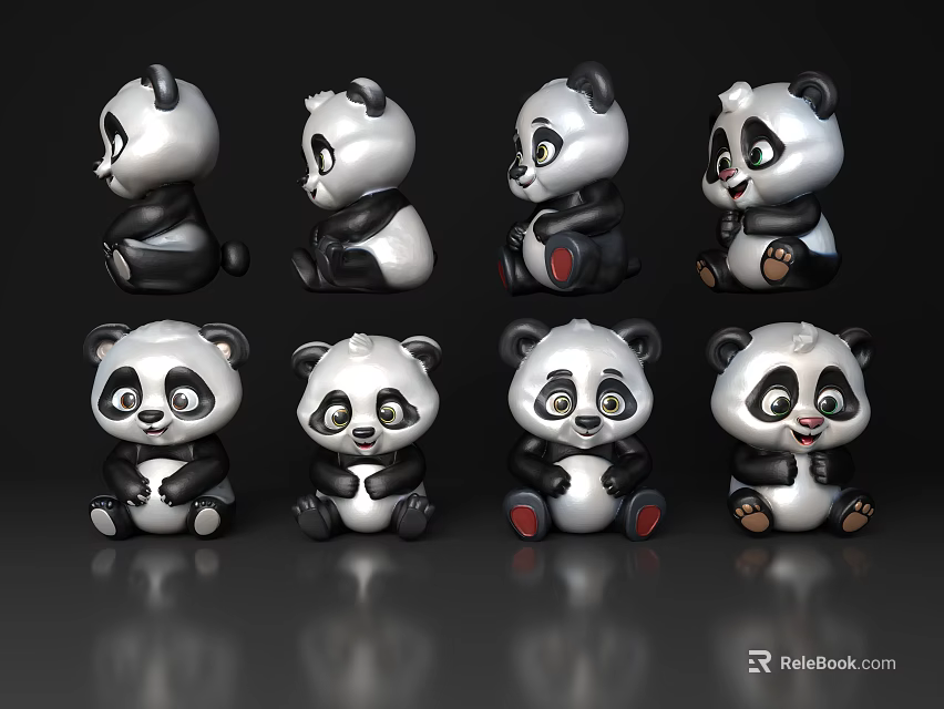 Eight Reptile Stuffed Toys Showcased In Various Angles And Poses 3d model 