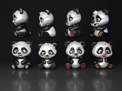 Eight Reptile Stuffed Toys Showcased In Various Angles And Poses 3d model