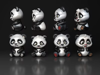 Giant Panda Giant Panda Cub Little Panda Cartoon Giant Panda Cartoon Material Cartoon Elements 3d model