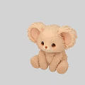 Cute Fluffy Peach Plush Mouse Doll With Big Ears And Round Eyes