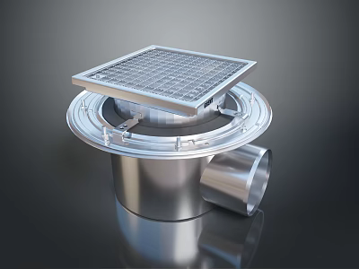 Heavy Duty Industrial Equipment Stainless Steel Drainage System With Grated Cover And Round Base Pipe 3d model