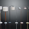 Furniture Floor Lamps In Various Styles With Wooden Metal Poles And Round Bases