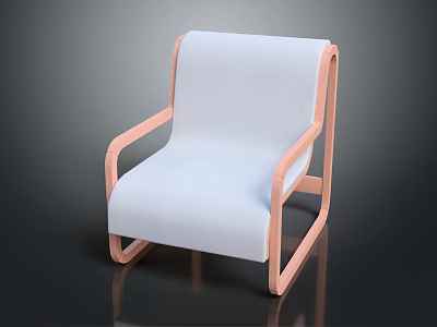 Modern Minimalist Leisure Chair With White Seat Backrest And Pink Frame 3d model