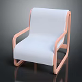 Modern Minimalist Leisure Chair With White Seat Backrest And Pink Frame