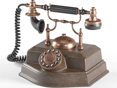 Vintage Rotary Dial Telephone With Copper Body Classic Handset And Retro Digital Design 3d model