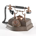 Vintage Rotary Dial Telephone With Copper Body Classic Handset And Retro Digital Design