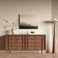 Modern Wooden Console Table With Drawers And Floor Lamp For Entryway Decor