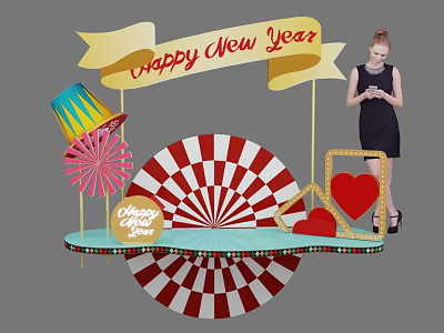 Modern beauty christmas elements 3d model