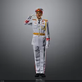 Person In White Military Uniform With Red Accents Saluting Wearing Hat