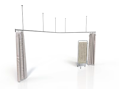 Modern Fabric Partition Curtains And Mobile Room Divider Screen For Space Separation 3d model
