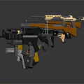 Array Of Modern Tactical Weapons Including Assault Rifles With Various Colors And Designs