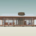 Modern Detached Villa With Wooden Structure Large Glass Windows And Gabled Roof