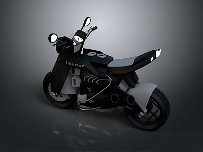 Modern Heron Motorcycle With Black And Gray Sleek Body Leather Seat And Headlights 3d model