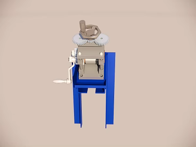 Blue Manual Mechanical Device With White Handle And Metal Components 3d model