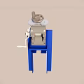 Blue Manual Mechanical Device With White Handle And Metal Components
