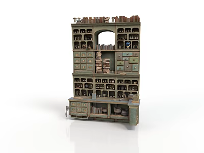 Practical Multi Layer Storage Cabinet With Drawers Shelves And Storage Spaces 3d model