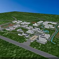 School Buildings Complex With Multiple Teaching Buildings Central Square And Green Areas 3d model
