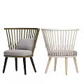 Modern Dining Chair With Slatted Backrest Upholstered Seat And Wooden Frame