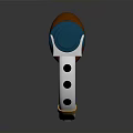 Modern Electronic Headphones With Brown Ear Cushions Blue Components Silver Headband And Yellow Straps