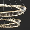 Modern Crystal Chandelier With Double Circular Rings And Gold Frame Illumination
