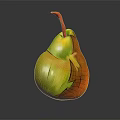 Artistic Pear with Green and Orange Gradient and Creative Carving Design Details