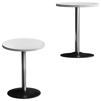 White Round Tabletop Side Table With Silver Metal Frame And Black Base 3d model