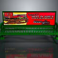 Green Park Bench With Red Wendy's Hot Juicy Burgers Advertisement