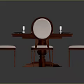 Wooden Dining Table Set With Four Upholstered Chairs And Tableware Setting 3d model