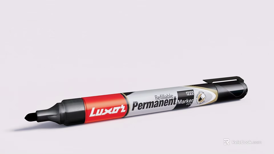 Sleek Luxor Permanent Marker With Red Black And White Body Design And Brand Logo 3d model 