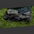 Gray Textured Rock Structure With Yellow Specks And Green Base