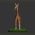 Decorative Giraffe Figurine as Home Living Accessory with Green Base and Leaf in Mouth