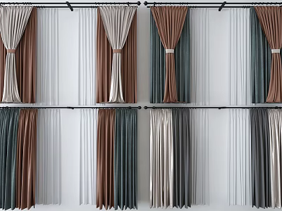 Elegant Modern Curtains In Various Colors And Styles For Home Decor 3d model