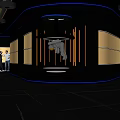 Futuristic Bar Interior With Neon Lights Mirror Surfaces And Tech Vibes